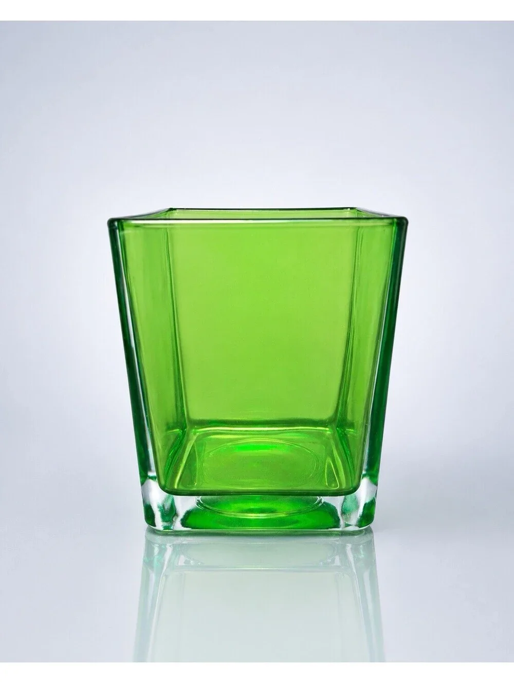 Teleflora Contemporary Green Glass Cube Vase, 4x5